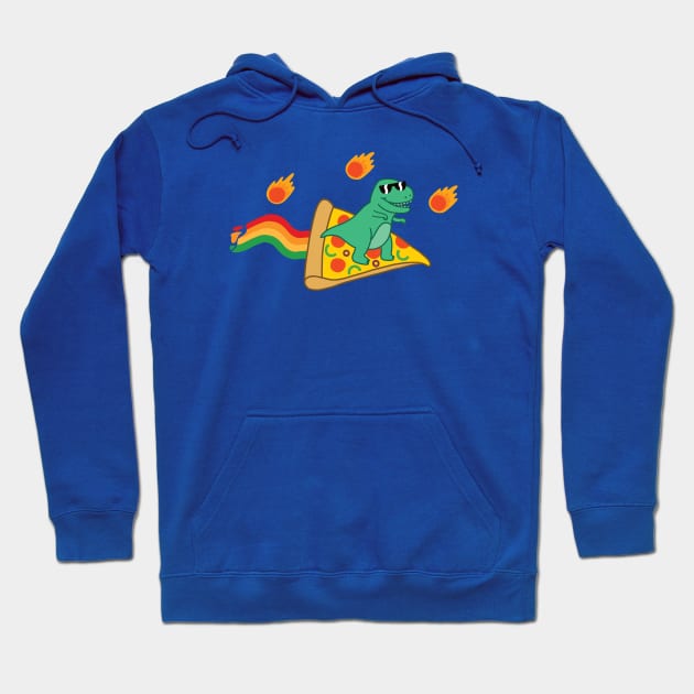 Pizza Dinosaur Surfing Past the Asteroids Hoodie by awesomesaucebysandy